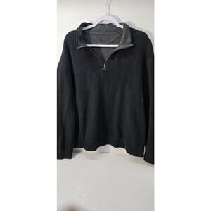 Polo Ralph Lauren Reversible 1/4 Zip Mens‎ Large Black/Grey Pullover Sweatshirt